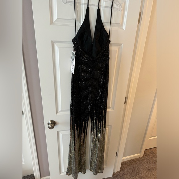 Alyce Paris Black and Gold Sequin Jumpsuit - Picture 7 of 9